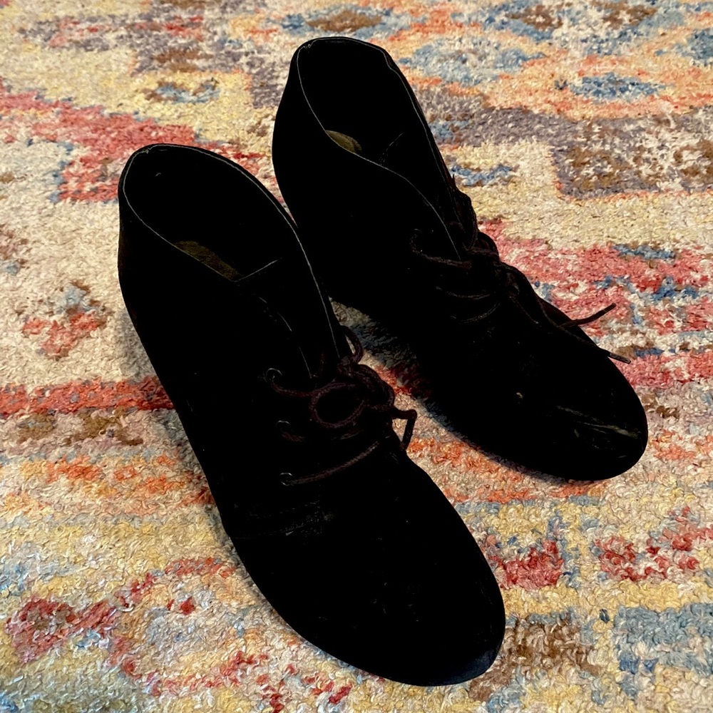 lace up black wedges appeal size 9 1/2